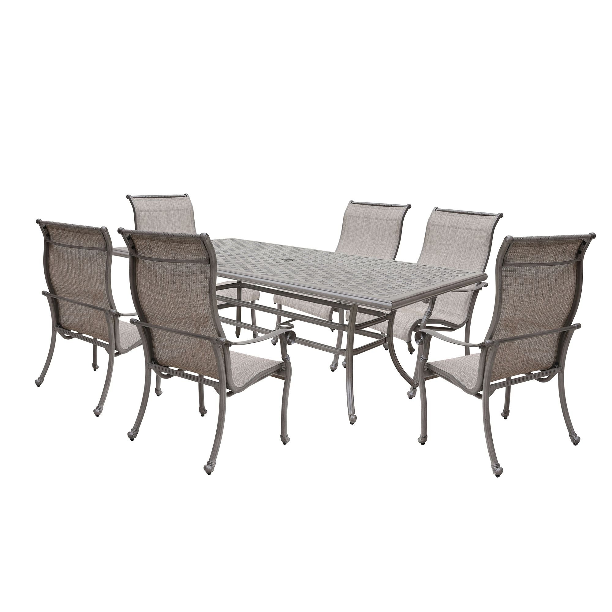 Cast Aluminum 7 Piece Aluminum Dining Set With Sling Chairs Cast Aluminum 7 Piece Aluminum Dining Set With Sling Chairs